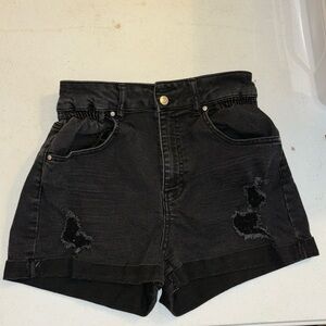 Black denim high waisted mom shorts junior 11